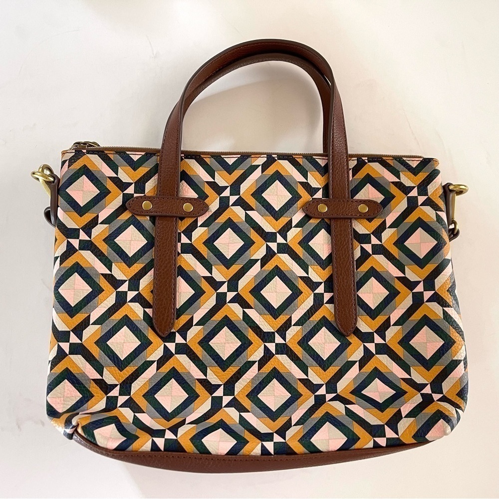 Fossil Bag Felicity Satchel Geometric Casual Boho… - image 3